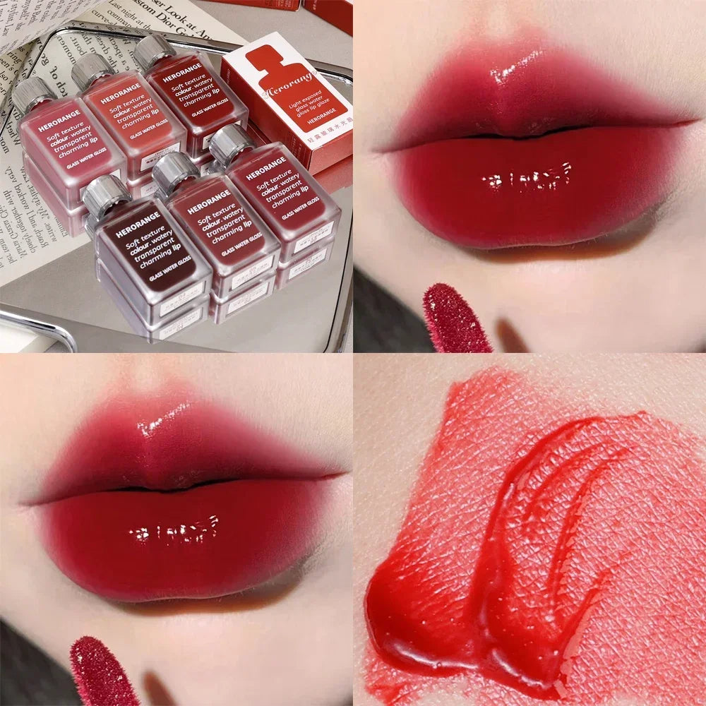 Mirror Jelly Lip Gloss Waterproof Moisturizing Water Glossy Liquid Lipstick Long Lasting Red Tint Lips