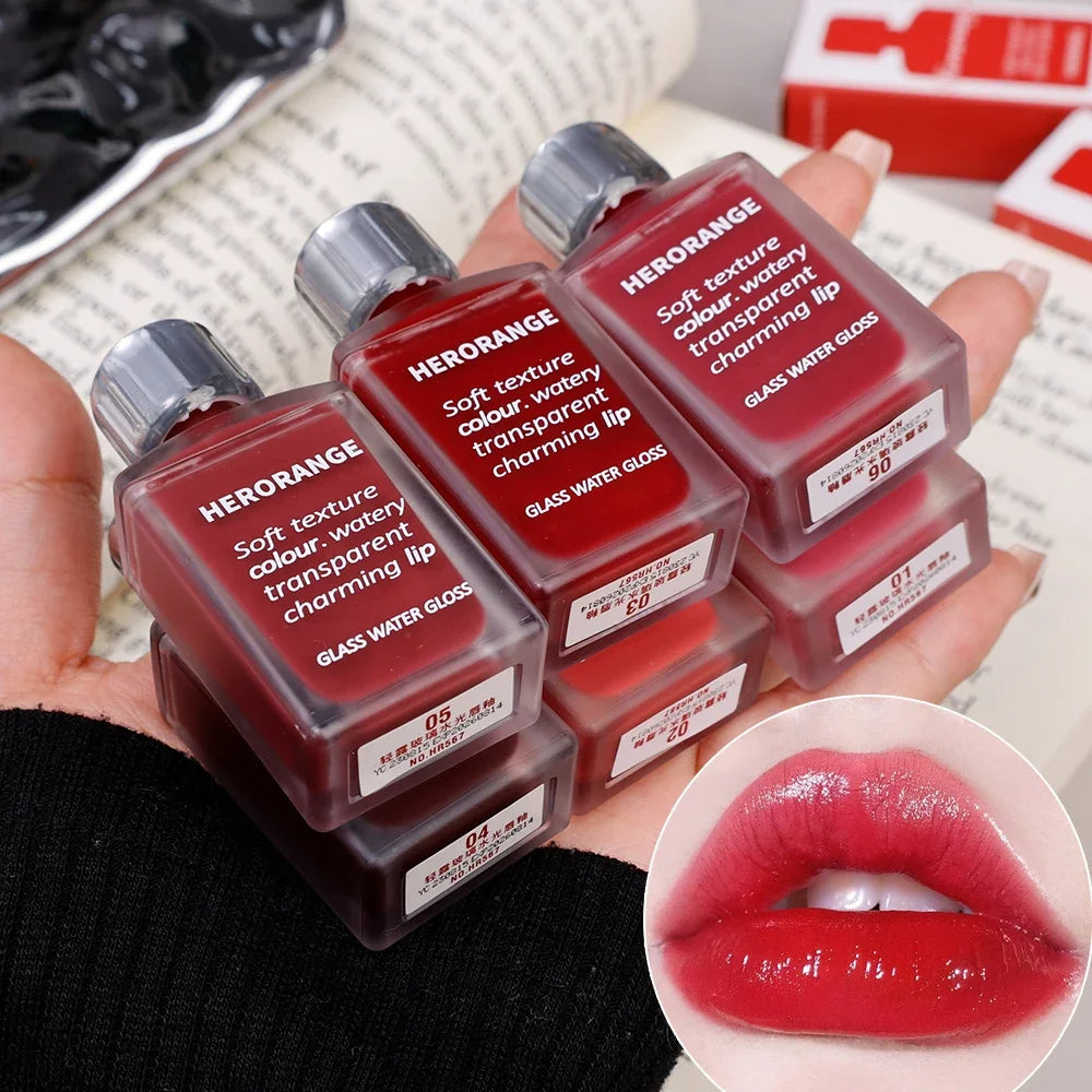 Mirror Jelly Lip Gloss Waterproof Moisturizing Water Glossy Liquid Lipstick Long Lasting Red Tint Lips