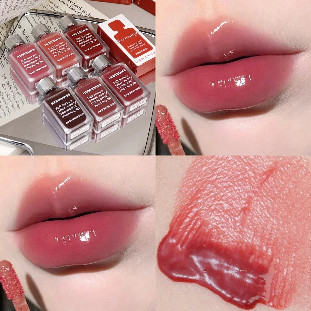 Mirror Jelly Lip Gloss Waterproof Moisturizing Water Glossy Liquid Lipstick Long Lasting Red Tint Lips