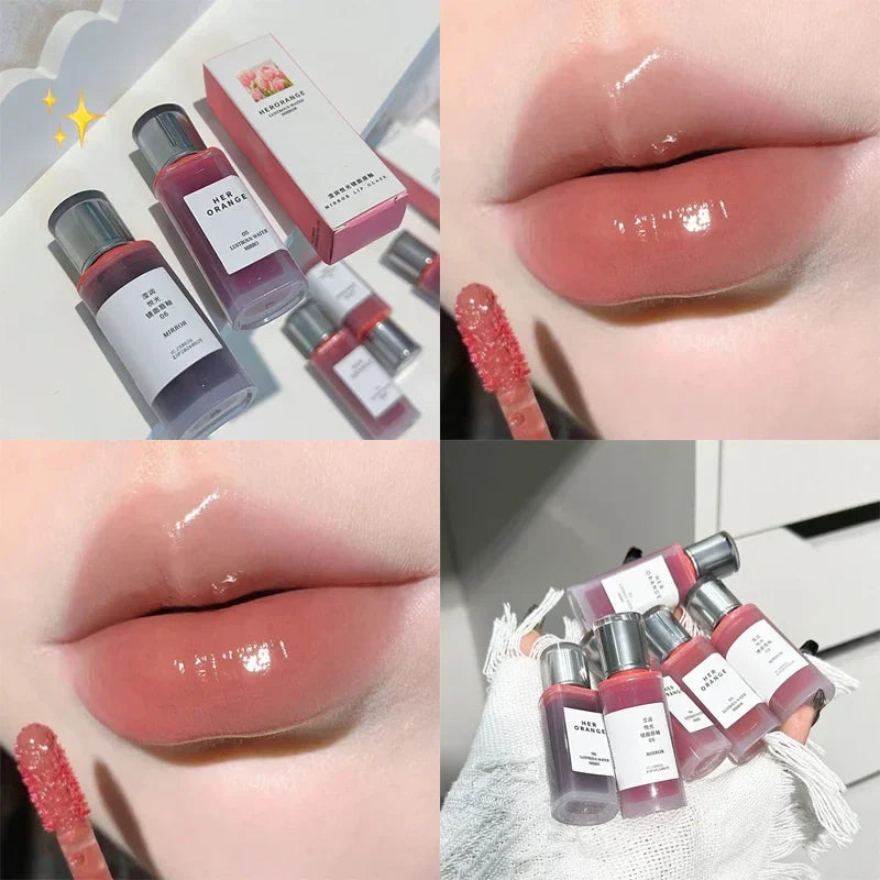 Korean Watery Light Clear Lip Glaze Lasting Hydration Lip Gloss Glassy Mirror Lipgloss Silky Moisturizing Non Fading Liquid Lipstick