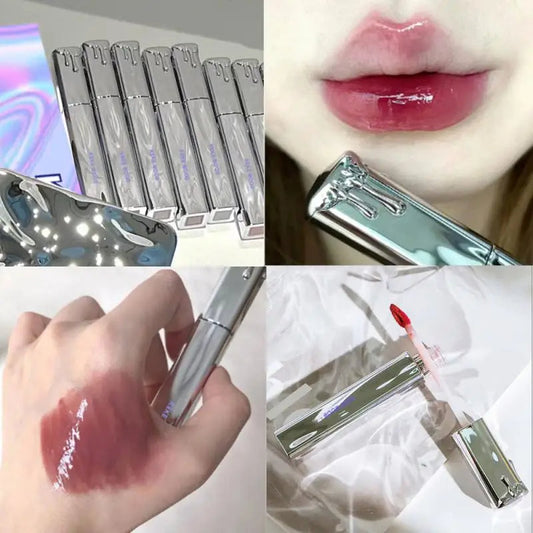 Korean Water Mirror Lip Glaze Lipstick Non-stick Cup Lasting Moisturizing Lipgloss Colorful Women Lip Oil Silky Lip Tint