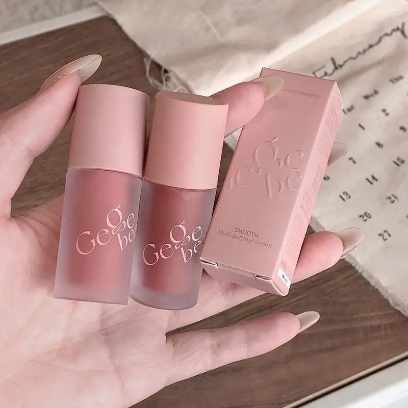 Gege Bear Soft Mist Matte Cream – Berry Shades for Lips, Blush & Eyeshadow | Soft Brush for Seamless Blending.