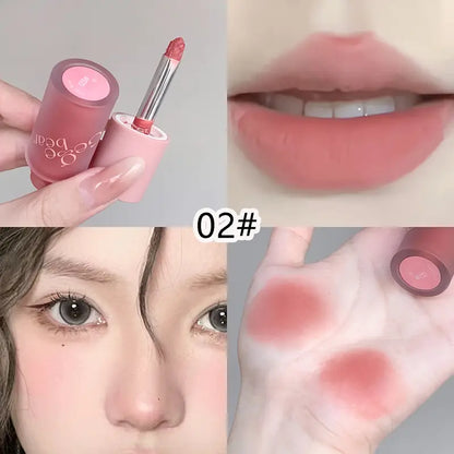 Gege Bear Soft Mist Matte Cream – Berry Shades for Lips, Blush & Eyeshadow | Soft Brush for Seamless Blending.