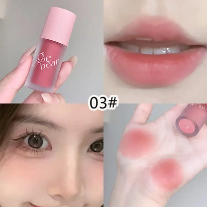 Gege Bear Soft Mist Matte Cream – Berry Shades for Lips, Blush & Eyeshadow | Soft Brush for Seamless Blending.