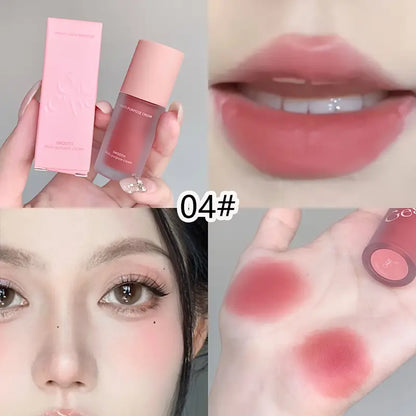Gege Bear Soft Mist Matte Cream – Berry Shades for Lips, Blush & Eyeshadow | Soft Brush for Seamless Blending.