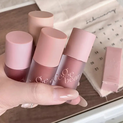 Gege Bear Soft Mist Matte Cream – Berry Shades for Lips, Blush & Eyeshadow | Soft Brush for Seamless Blending.