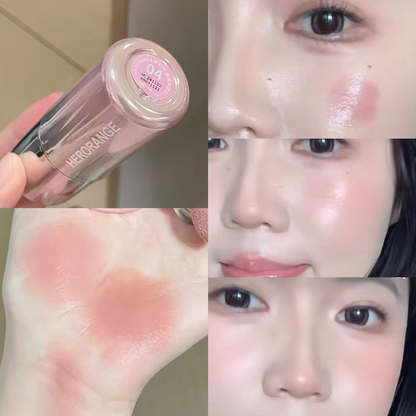 HERORANGE Liquid Blush Stick with Sponge Tip – Waterproof & Long-Lasting. Achieve a natural, brightening effect with medium coverage. The orange-pink tone suits all skin tones for a flawless K-beauty glow!