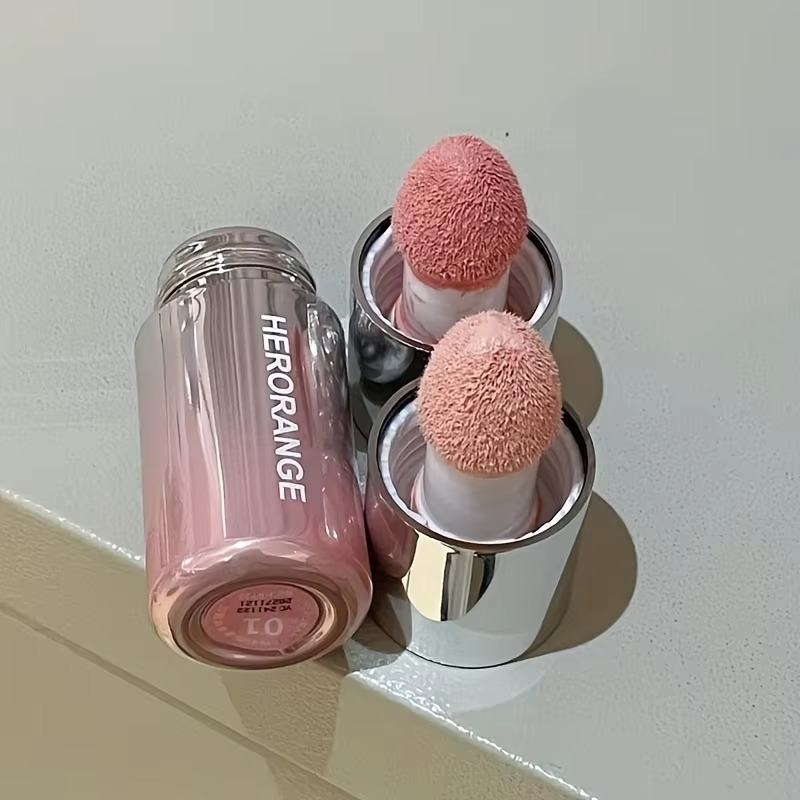 HERORANGE Liquid Blush Stick with Sponge Tip – Waterproof & Long-Lasting. Achieve a natural, brightening effect with medium coverage. The orange-pink tone suits all skin tones for a flawless K-beauty glow!