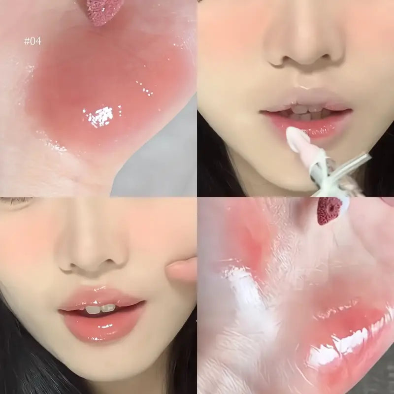 Mirror Lip Glaze – Moisturizing, natural, and easy-to-color. Water-gloss jelly texture for a soft, bare-face look. Perfect for gifts, concerts, and parties!